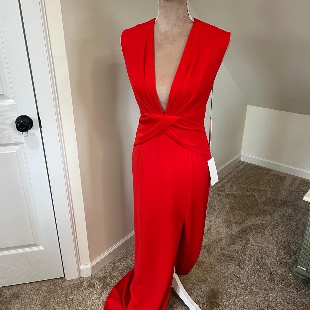 Nwt $345 Jay Godfrey Sirena Waist Detail Gown Lipstick Red Size 2 Long Dress